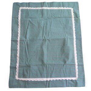 Cannon Green Beige Striped Pillow Sham Beige Lace Trim Standard Country USA Made